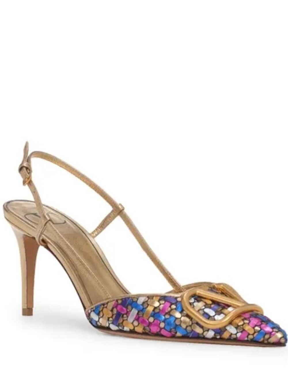 Valentino Garavani VLOGO V Logo 80 Signature Woven Slingback Sandals Heels